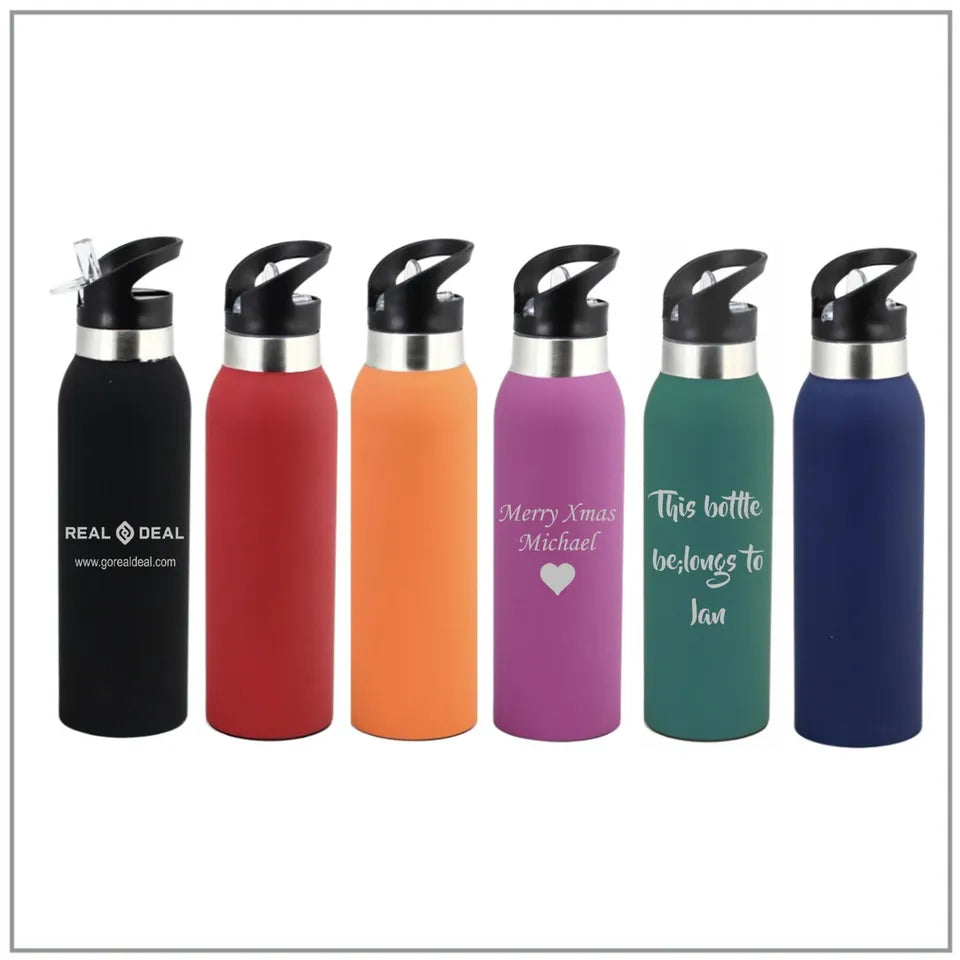 Custom Engraved Personalised Double Walled 500ml Water Bottles Sports and gifts