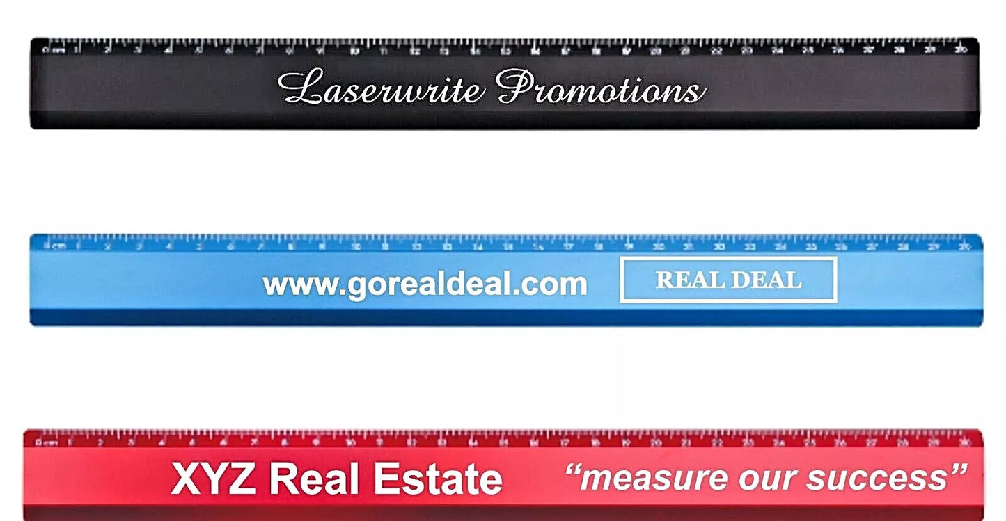 Custom Engraved Aluminium Ruler 30cm Business Corporate Personalised Gift
