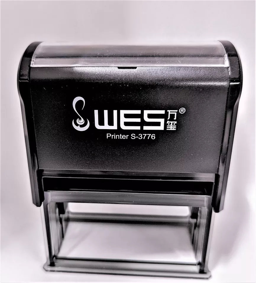Wes Self Inking Stamp 37mm x 76mm customised for Business Office School Home and Personal Use
