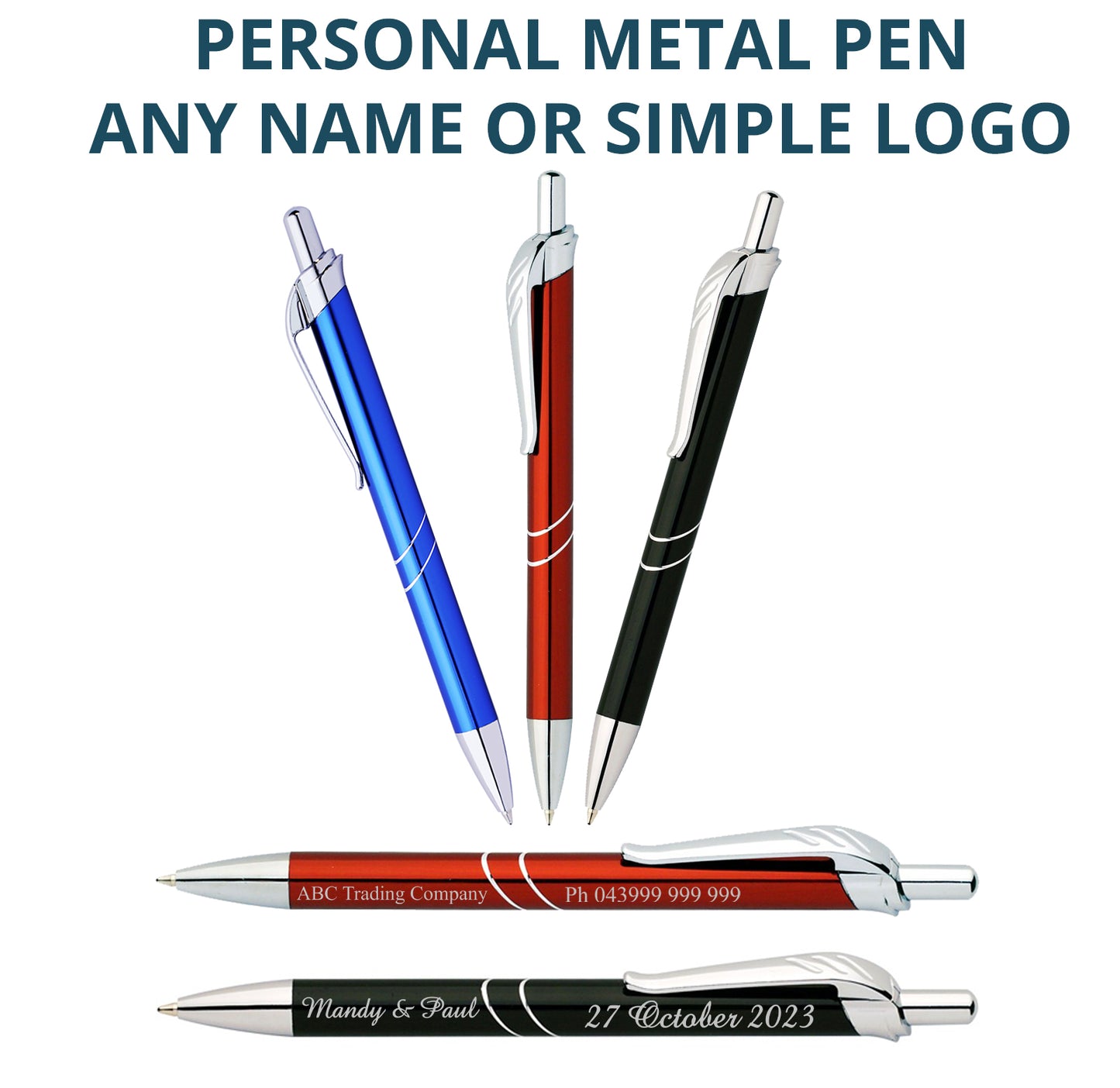 Stylish Personalised Engraved Metal Pens Elegant Custom Gift