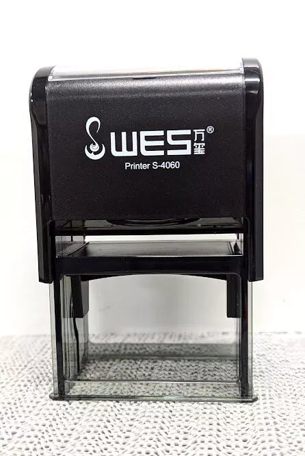 Wes Self Inking Stamp 60mm x 40mm customised for Business Office School Home and Personal Use