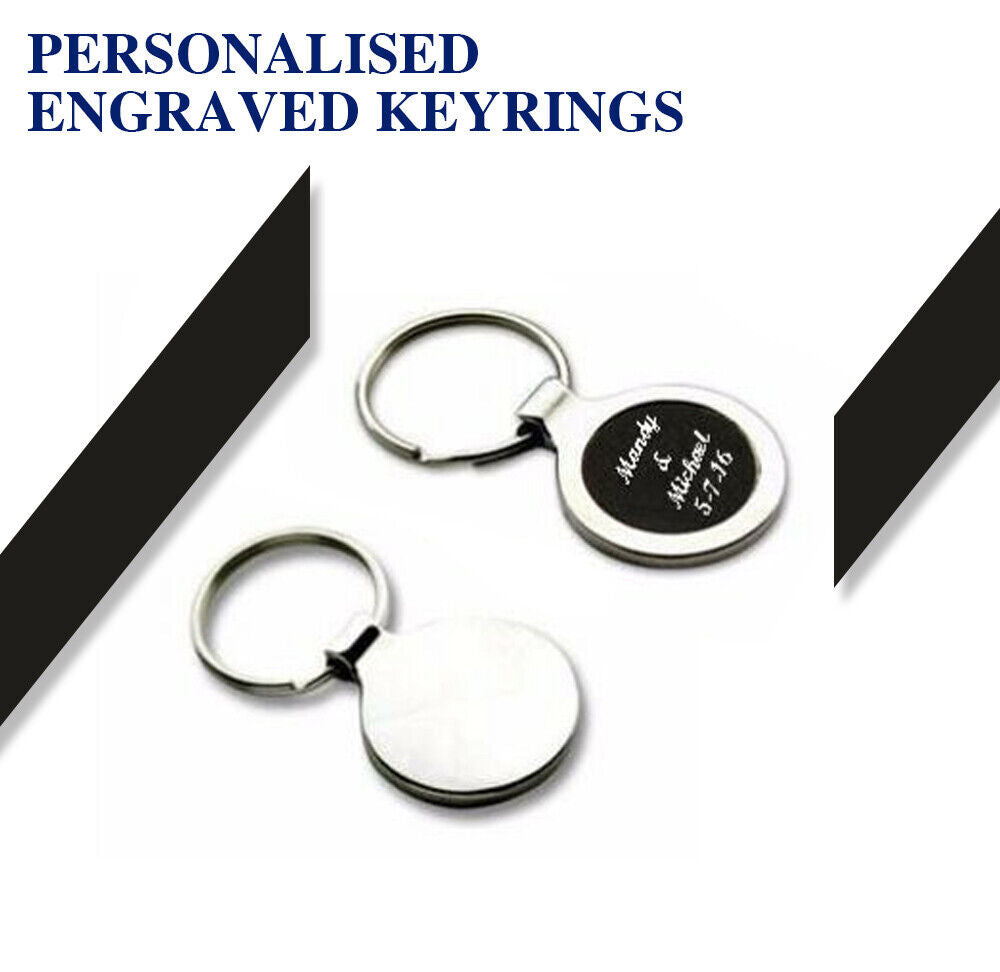 Personalised Engraved High Quality Metal Custom Text Key Rings with Giftbox