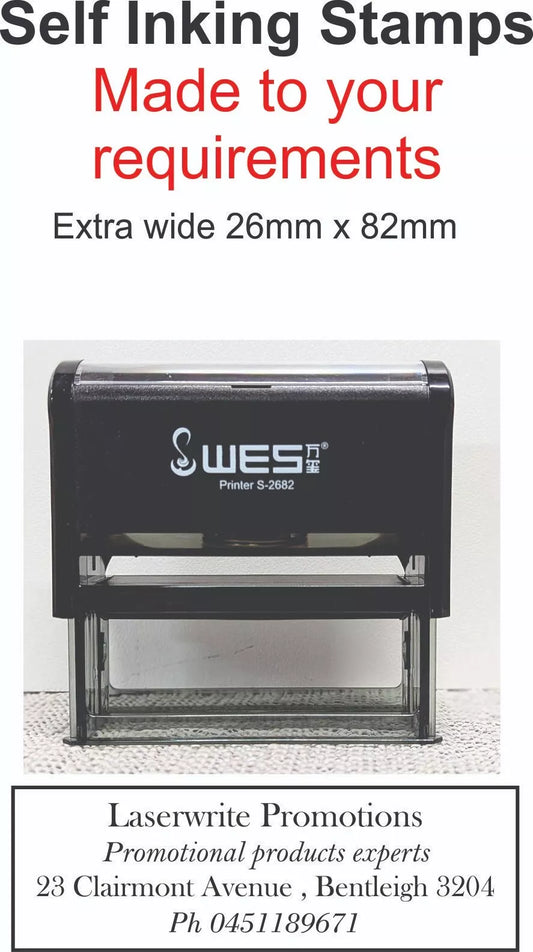 Wes Self Inking Stamp customised 26mm x 82mm